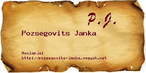 Pozsegovits Janka névjegykártya